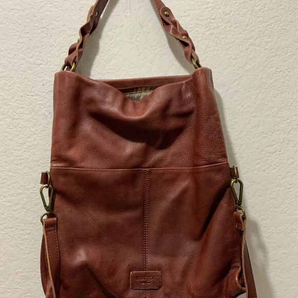 Margot new york Convertible Leather Hobo crossbody reddish brown cognac - Picture 1 of 15